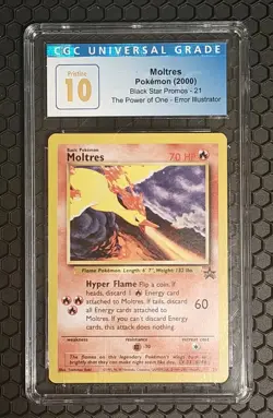 CGC 10 PRISTINE Moltres 21 AOKI ERROR Black Star Promo 2000 WOTC Pokemon - Image 1
