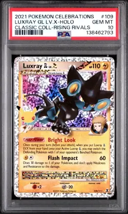 2021 POKEMON CELEBRATIONS CLASSIC COLL #109 LUXRAY GL LV.X-HOLO PSA 10 - Image 1