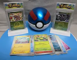 Pokemon TCG GREAT BALL Mt TIN E25, 50 Card Lot, W 2 SLABS And Stands, Japanese - Image 1