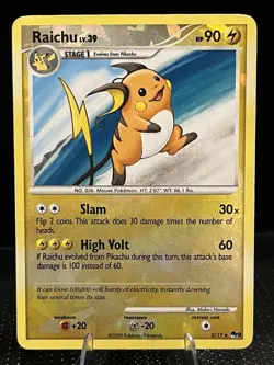 Pokemon 2009 Raichu Reverse Holo Cracked Ice 3/17 HP - Image 1