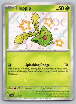 Hoppip Pokemon Paldean Fates 096/091 Shiny Holo Rare NM - Image 1
