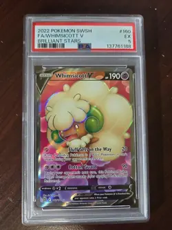 MINT 2022 Pokemon Brilliant Stars WHIMSICOTT V #160 Ultra Rare Full Art PSA 5 - Image 1