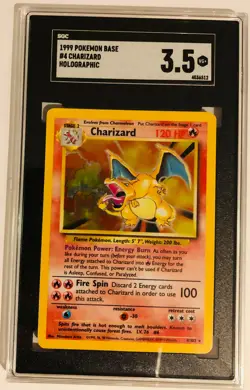 1999 Pokemon Game Charizard Holo SGC 3.5 (VG+) Base Set Unlimited 4/102 Card - Image 1