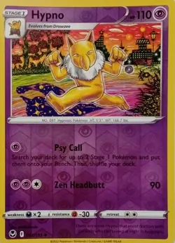 061/195 HYPNO REVERSE HOLO SILVER TEMPEST POKEMON CARD - Image 1