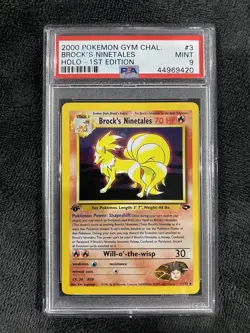 2000 Pokemon Gym Challenge Holo Rare Brock’s Ninetales First Edition 3/132 PSA 9 - Image 1