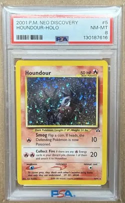 2001 POKEMON NEO DISCOVERY #5 HOUNDOUR-HOLO PSA 8 - Image 1