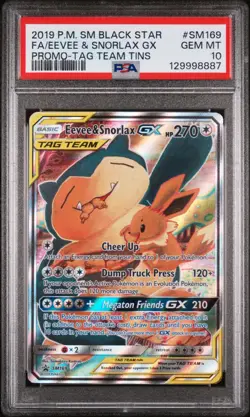 2019 POKEMON SM BLACK STAR PROMO #SM169 FULL ART/EEVEE & SNORLAX GX PSA 10 - Image 1