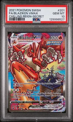 2021 POKEMON SWORD & SHIELD CHILLING REIGN SECRET FULL ART/BLAZIKEN VMAX PSA 10 - Image 1