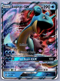Lapras GX Ultra Rare SM Base Set 35/149 LP - Pokemon TCG - Image 1
