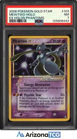 Pokemon 2006 Gold Star Mewtwo 103/110 Holo EX Holon Phantoms Clean Copy PSA 7 - Image 1