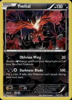 Yveltal 65/114 Rare Reverse Holo XY Steam Siege Pokemon - Image 1
