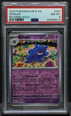 2023 Gengar Pokemon Scarlet & Violet 151 #094/165 Reverse Holo PSA 8 - Image 1