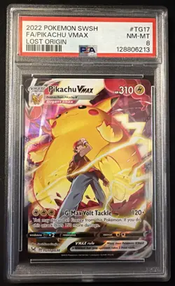 Pokemon Pikachu VMAX TG17/TG30 Swsh11: Lost Origin Trainer Gallery Holo Psa 8 - Image 1