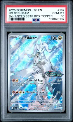 N’s Reshiram Pokemon Journey Together Stamped Box Topper #167/159 PSA 10 - Image 1