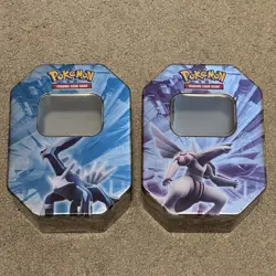 2008 Pokemon TCG Diamond & Pearl Collectors Tin - DIALGA & PALKIA LV. X - EMPTY - Image 1