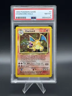 1999 POKEMON BASE SET UNLIMITED #4 CHARIZARD-HOLO PSA 8 - Image 2
