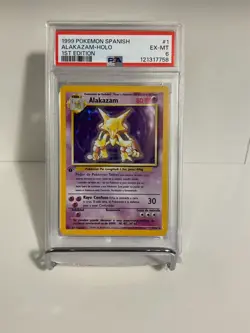 Pokemon TCG Alakazam Holo Rare Spanish 1st Edition Base Set 1/102 - Image 1