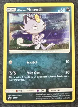 Alolan Meowth SM43 Sun & Moon Black Star Promos Cosmos Holo Pokemon 2017 NM/LP - Image 1