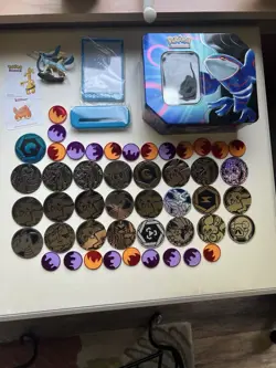Lot of Pokemon Trading Card Game Coins, Dice, Stickers & Shiny Zacian Figure - Image 1