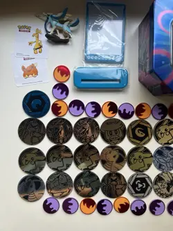 Lot of Pokemon Trading Card Game Coins, Dice, Stickers & Shiny Zacian Figure - Image 2