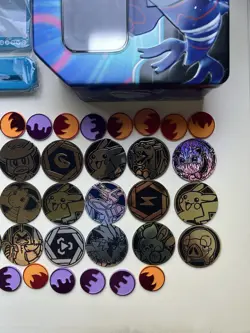 Lot of Pokemon Trading Card Game Coins, Dice, Stickers & Shiny Zacian Figure - Image 3