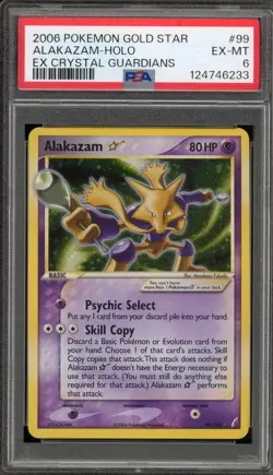 Pokemon Alakazam Gold Star EX Crystal Guardians Holo Ultra Rare #99 PSA 6 - Image 1