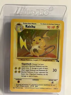 1999 vintage Raichu 14/62 pokemon Fossil Holo rare original - Image 1