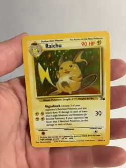 1999 vintage Raichu 14/62 pokemon Fossil Holo rare original - Image 2