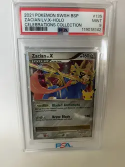 PSA 9 2021 Pokemon Swsh 135 Black Star Promo Zacian Lv.X-Holo Celebrations Mint - Image 1