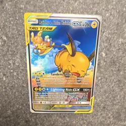 Pokemon Raichu & Alolan Raichu GX TAG TEAM Ultra Rare Full Art Holo 221/236 - Image 1