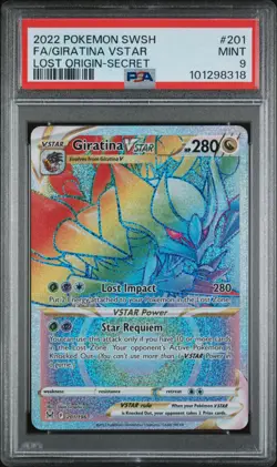 2022 POKEMON SWORD & SHIELD LOST ORIGIN SECRET GIRATINA VSTAR 201 PSA 9 - Image 1