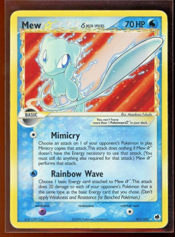 2006 Pokemon EX Dragon Frontiers Mew GOLD STAR Holo Foil 101/101 Delta Species - Image 1