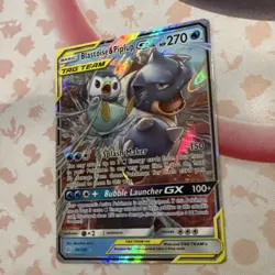 pokemon blastoise & piplup gx tag team holo sm-cosmic eclipse 38/236 270hp - Image 1