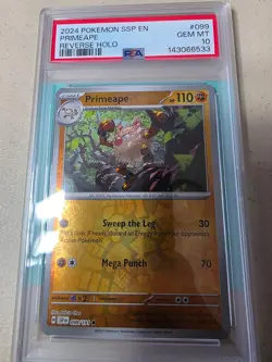 2024 POKEMON SSP EN PRIMEAPE 099/191 REVERSE HOLO PSA 10 - Image 1