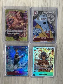 One Piece Japanese 4 Card Lot Ace / Marco / Jinbe / Adio - Image 1