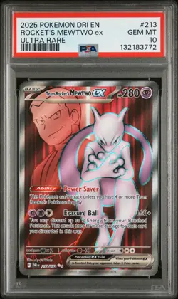 2025 Pokemon Dri EN-Destined Rivals Rocket's Mewtwo EX #213 PSA 10 - Image 1