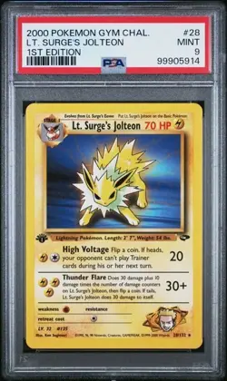 PSA 9 2000 Pokemon Gym Challenge Lt. Surge's Jolteon 28/132 1st Edition - Image 1