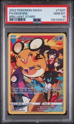 2022 POKEMON SWORD & SHIELD BRILLIANT STARS #TG07 FULL ART/DEDENNE PSA 10 - Image 1