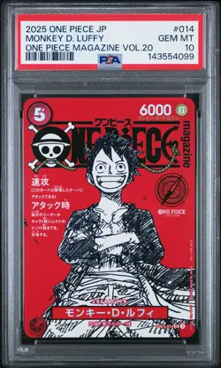 2025 ONE PIECE JPN PROMOS ONE PIECE MAGAZINE VOL.20 #014 MONKEY D. LUFFY PSA 10 - Image 1
