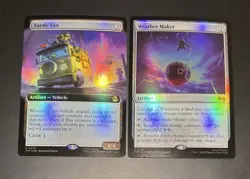 MTG TMNT Turtle Van Bordeless Rare Foil R 0278 & Weather Maker Foil R 0182 Cards - Image 1