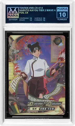 Tenten NR-CR-014 Naruto Kayou Card AI Grade Mana 10 FLAWLESS - Image 1
