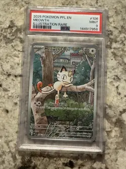 Pokemon TCG Meowth IR 106/094 ME2 Phantasmal Flames PSA 9 Mint - Image 1