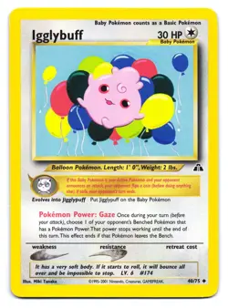 Igglybuff 40/75 Uncommon Neo Discovery Pokemon Unlimited LP - Image 1