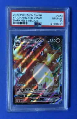 2020 Pokemon Swsh FA/Charizard VMax Darkness Ablaze #020 PSA 10 GEM MT - Image 1