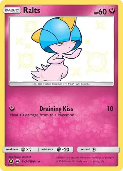 Ralts SV34/SV94 Shiny Rare Holo Hidden Fates Shiny Vault Pokemon TCG NM - Image 1