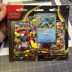 Pokemon TCG Mega Evolution Golduck Promo Card 3 Pack Booster Blister Bundle New - Image 1