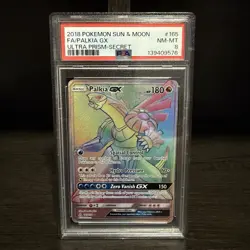 Pokemon Sun And Moon Ultra Prism Palkia GX Secret Rare 165/156 PSA 8 NM-MT Card - Image 1