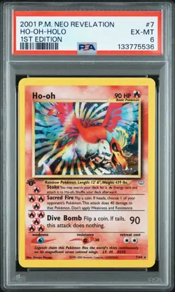 PSA 6 2001 Neo Revelation 1st Edition Ho-Oh 7/64 Holo Foil Pokemon - Image 1