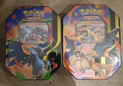 Mega Charizard X and Y Tins Sealed 2026 Set of 2 Pokemon TCG Phantasmal Flames - Image 1