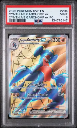 2025 POKEMON SVP EN-SV BLACK STAR PROMO #204 CYNTHIA'S GARCHOMP EX PSA 9 - Image 1